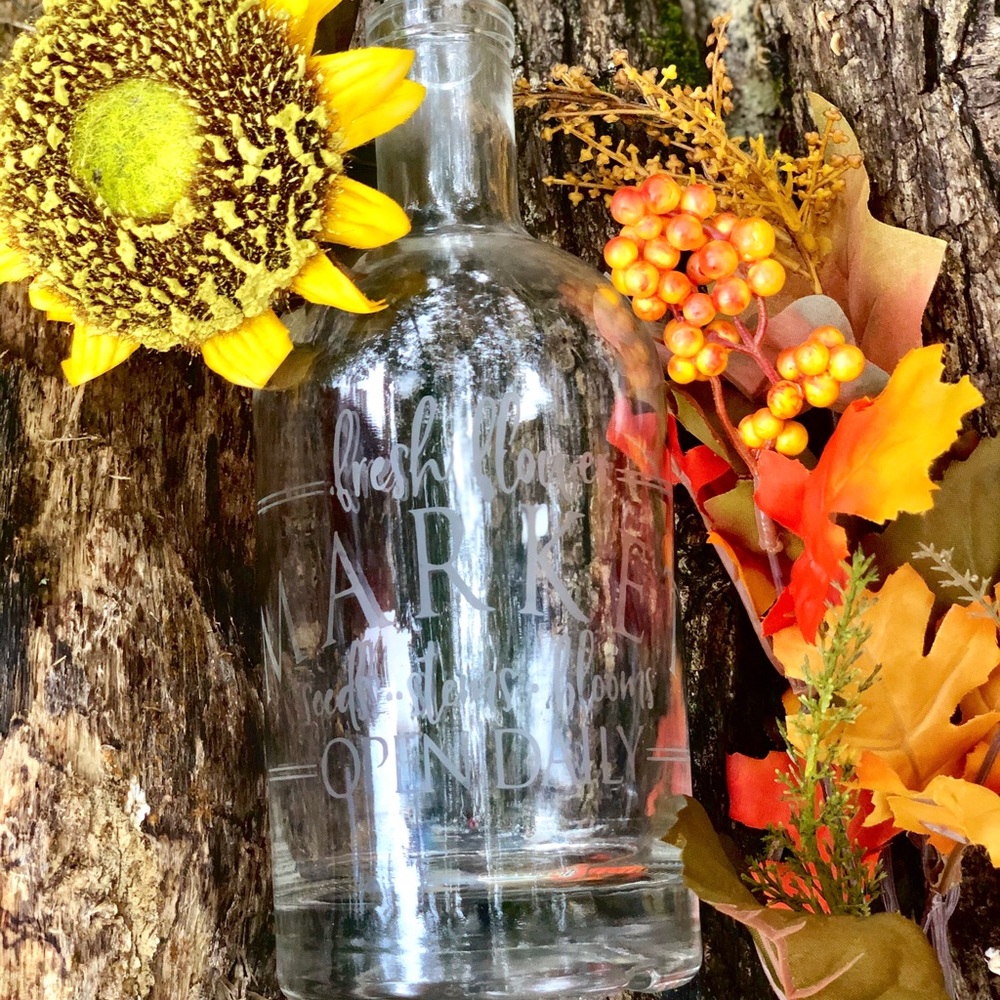 Glass Etched Vase